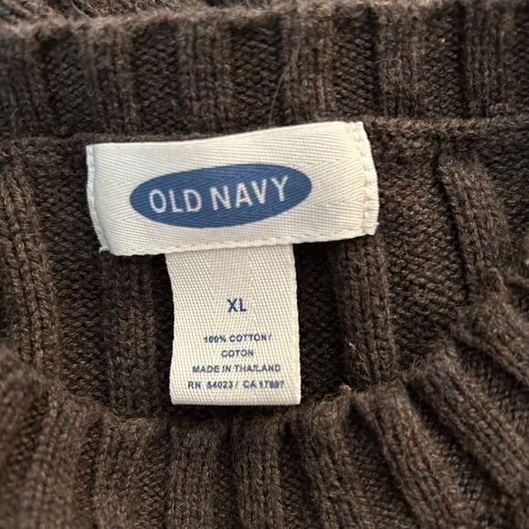 Vintage Old Navy Crew Sweater Mens Size XL Brown Heavy Cotton Ribbed Knit Y2K - Picture 2 of 4